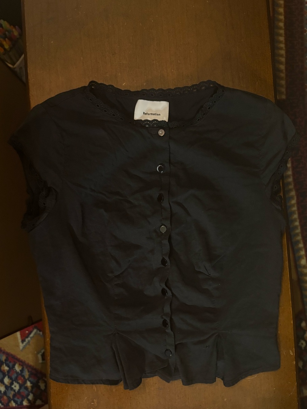 Reformation Black Button-Up Top - Picture 1 of 3